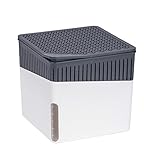 WENKO Raumentfeuchter Cube, Luftentfeuchter reduziert Schimmel und Gerüche, Auffangschale mit 1 kg Granulatblock nachfüllbar, fasst bis zu 1,6 l Feuchtigkeit, Maße (BHT): 16,5x15,7x16,5 cm, weiß